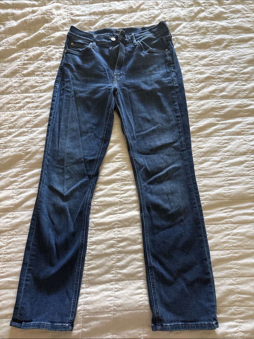 MOTHER  mid rise dazzler ankle medium wash  Blue Straight-Leg Jeans. Stretchy.